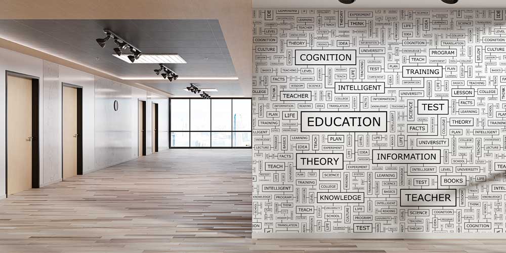 Eğitim Odası İlham Veren Kelime Desenli Duvar Kağıdı 1030