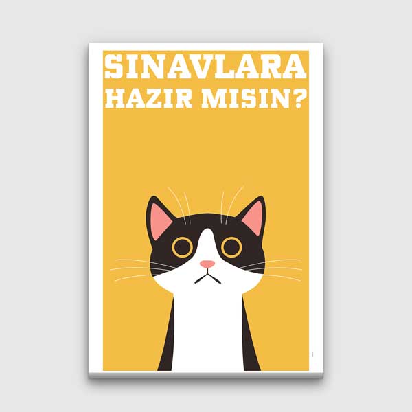 Sınavlara Hazır Mısın? Kedi Tasarımlı Poster – 3258