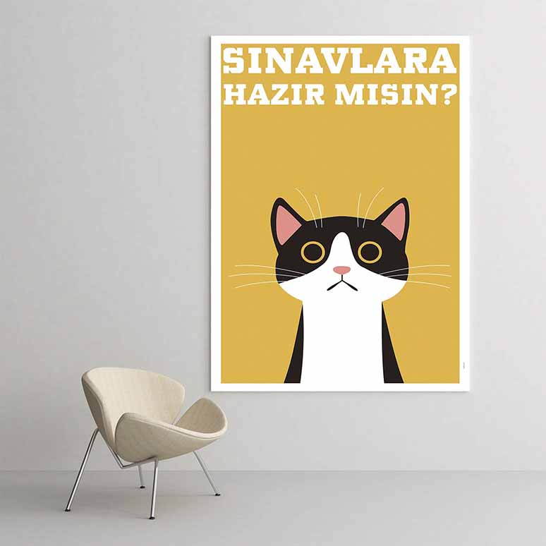 Sınavlara Hazır Mısın? Kedi Tasarımlı Poster – 3258