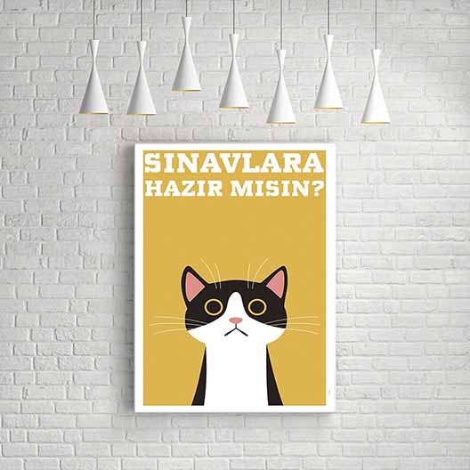 Sınavlara Hazır Mısın? Kedi Tasarımlı Poster – 3258