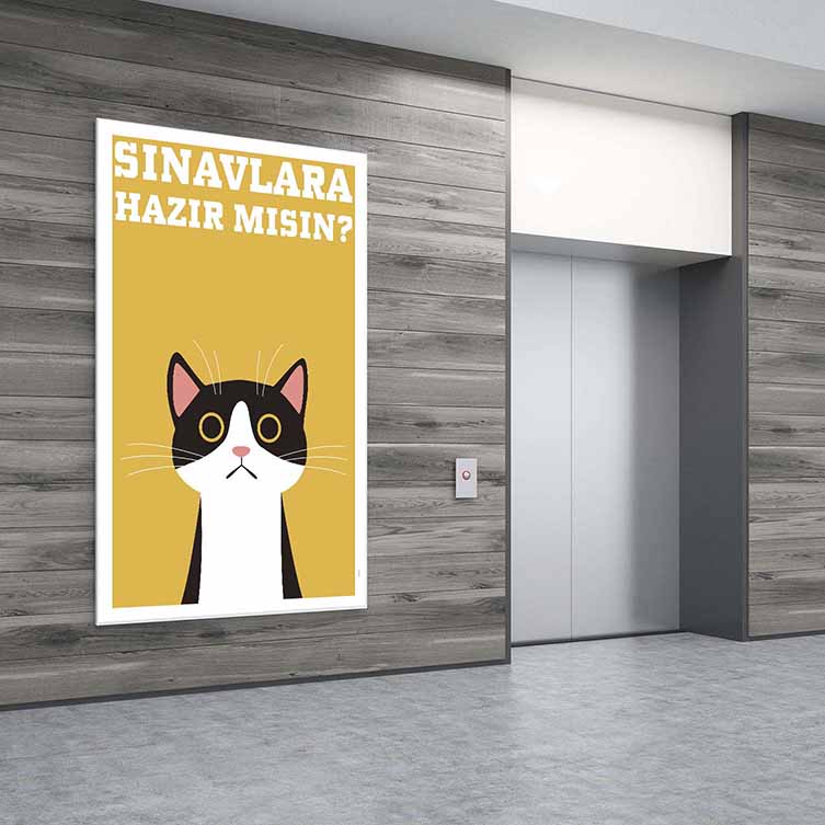 Sınavlara Hazır Mısın? Kedi Tasarımlı Poster – 3258