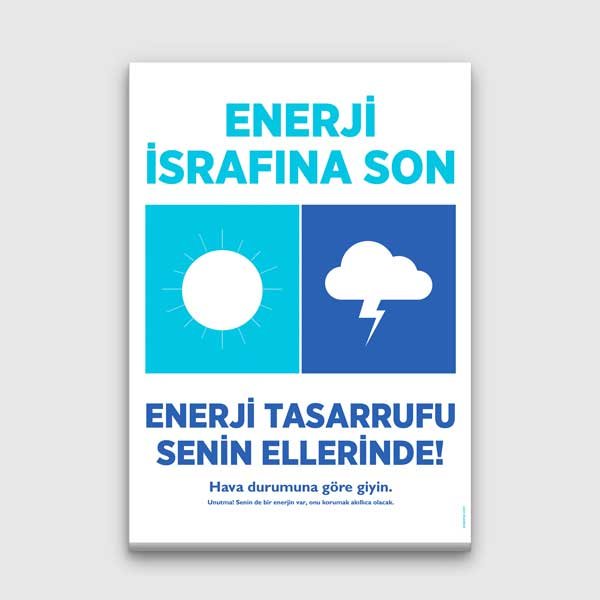 egitim-posterleri-b-731-00 "Enerji İsrafına Son" Hava Durumu Temalı Enerji Tasarrufu Posteri – B-731