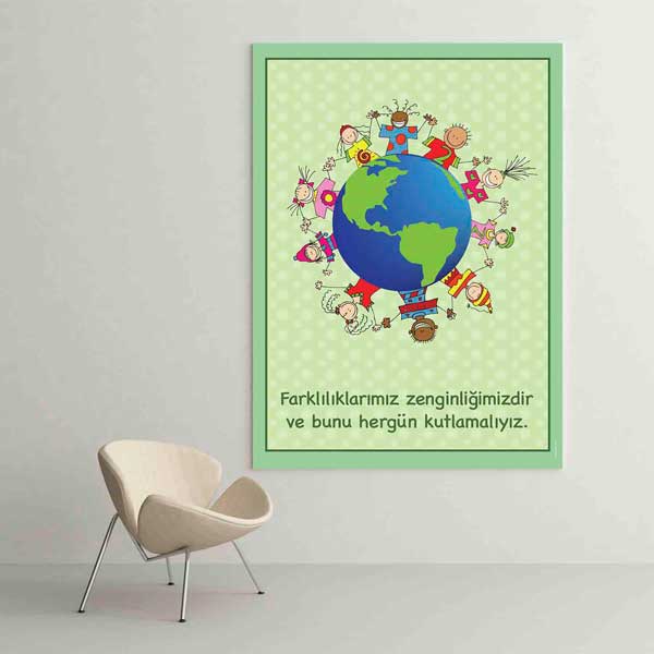 "Farklılıklarımız Zenginliğimizdir" Okul Posteri - Evrensel Değerler ve Kapsayıcılık – B-827