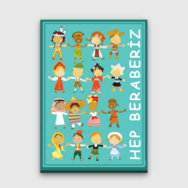 "Hep Beraberiz" Dünya Çocukları Eğitim Posteri - Farklılıklar ve Birlik Temalı – B-828