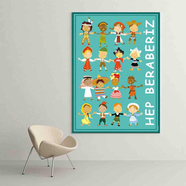 "Hep Beraberiz" Dünya Çocukları Eğitim Posteri - Farklılıklar ve Birlik Temalı – B-828