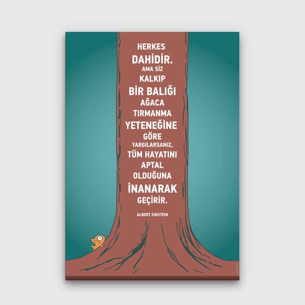 Albert Einstein Motivasyon Tablosu – Herkes Dahidir Sözü – B-948