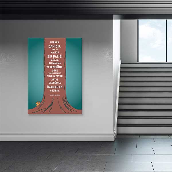 Albert Einstein Motivasyon Tablosu – Herkes Dahidir Sözü – B-948
