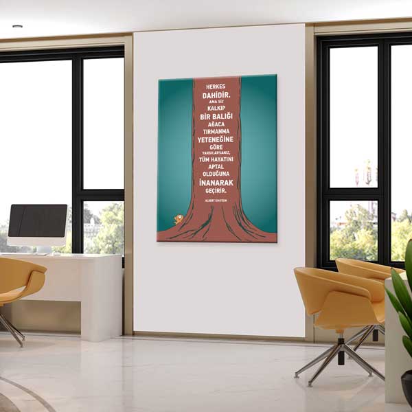 Albert Einstein Motivasyon Tablosu – Herkes Dahidir Sözü – B-948