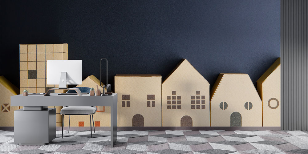 Mimari Şehir Silüeti Duvar Kağıdı - İnşaat ve Emlak Ofisleri İçin 5586