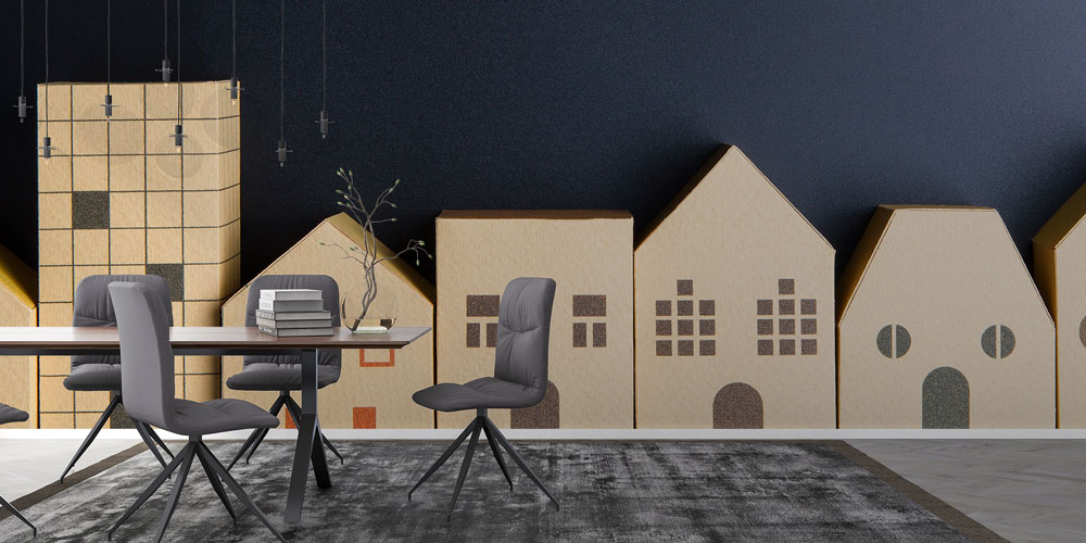 Mimari Şehir Silüeti Duvar Kağıdı - İnşaat ve Emlak Ofisleri İçin 5586