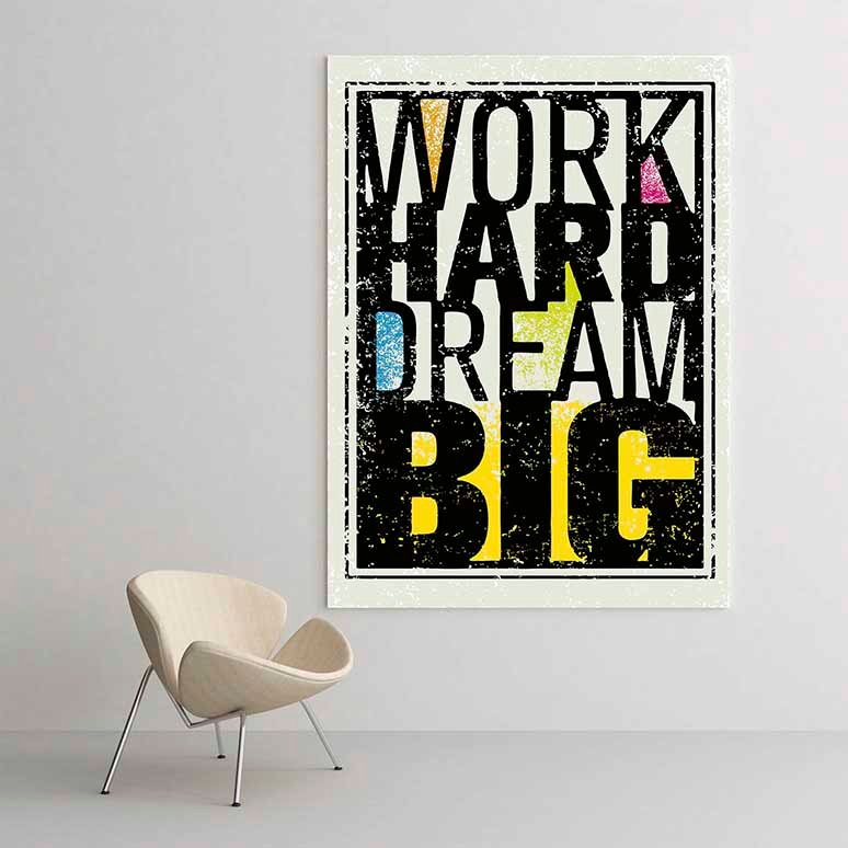 Çok Çalış Büyük Hayal Et Motivasyon Kanvası – 3175