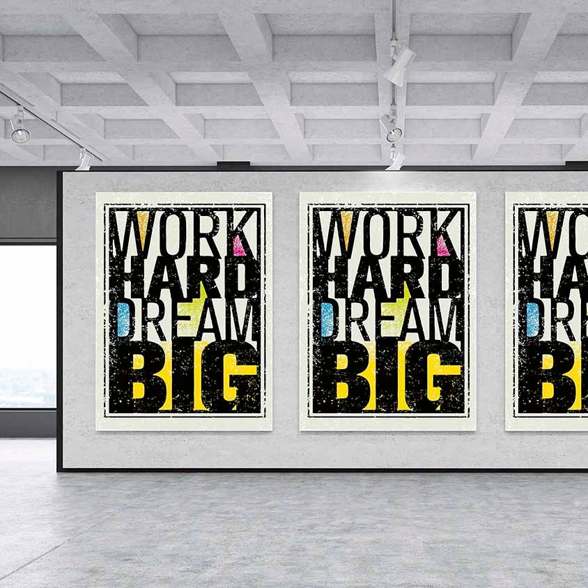 Çok Çalış Büyük Hayal Et Motivasyon Kanvası – 3175