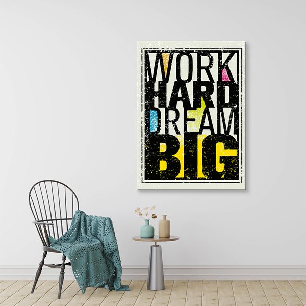 Çok Çalış Büyük Hayal Et Motivasyon Kanvası – 3175