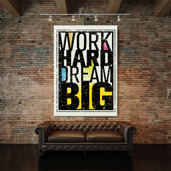 Çok Çalış Büyük Hayal Et Motivasyon Kanvası – 3175