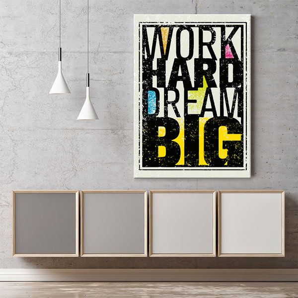Çok Çalış Büyük Hayal Et Motivasyon Kanvası – 3175