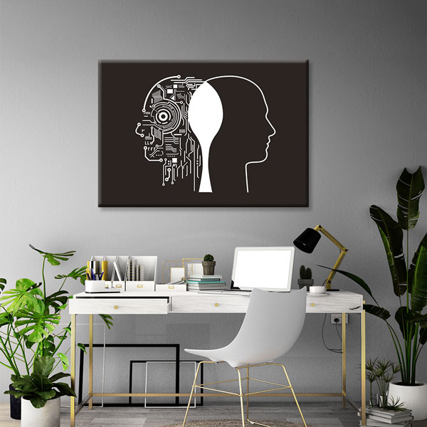 İnsan ve Yapay Zekâ Silüeti Temalı Kanvas Duvar Tablosu – 5442