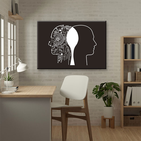 İnsan ve Yapay Zekâ Silüeti Temalı Kanvas Duvar Tablosu – 5442