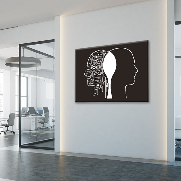 İnsan ve Yapay Zekâ Silüeti Temalı Kanvas Duvar Tablosu – 5442