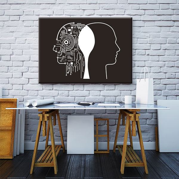 İnsan ve Yapay Zekâ Silüeti Temalı Kanvas Duvar Tablosu – 5442