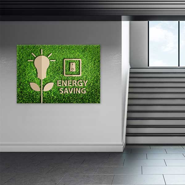"Energy Saving" Enerji Tasarrufu Duvar Tablosu - Çevre Bilinci Dekoru – 3367
