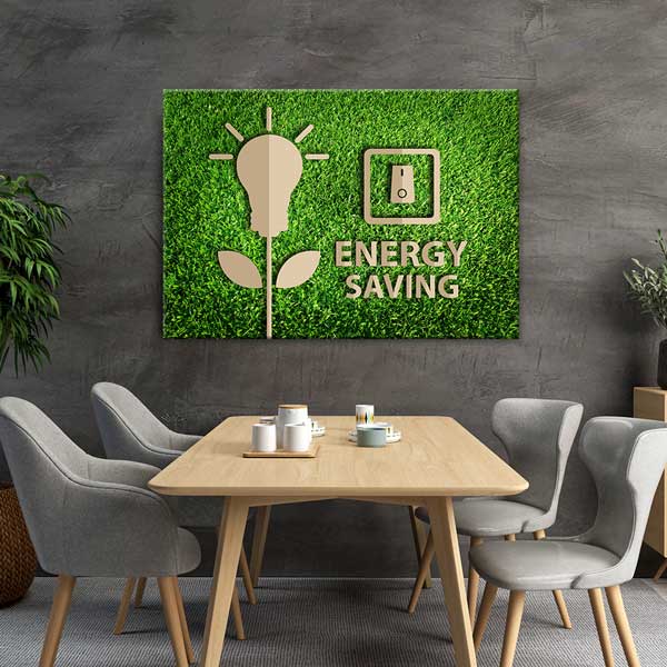 "Energy Saving" Enerji Tasarrufu Duvar Tablosu - Çevre Bilinci Dekoru – 3367