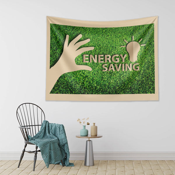 "Energy Saving" (Enerji Tasarrufu) El ve Ampul Temalı Modern Duvar Örtüsü 8316