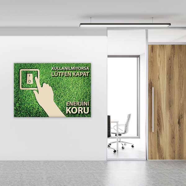 "Kullanılmıyorsa Lütfen Kapat" Enerji Tasarrufu Duvar Tablosu – 3376