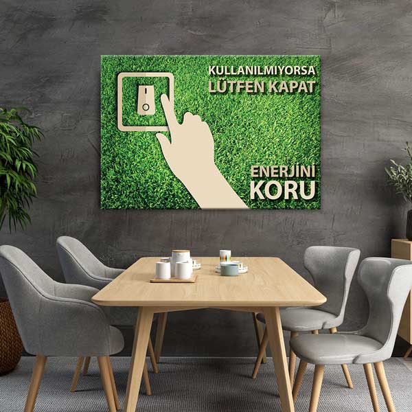 "Kullanılmıyorsa Lütfen Kapat" Enerji Tasarrufu Duvar Tablosu – 3376