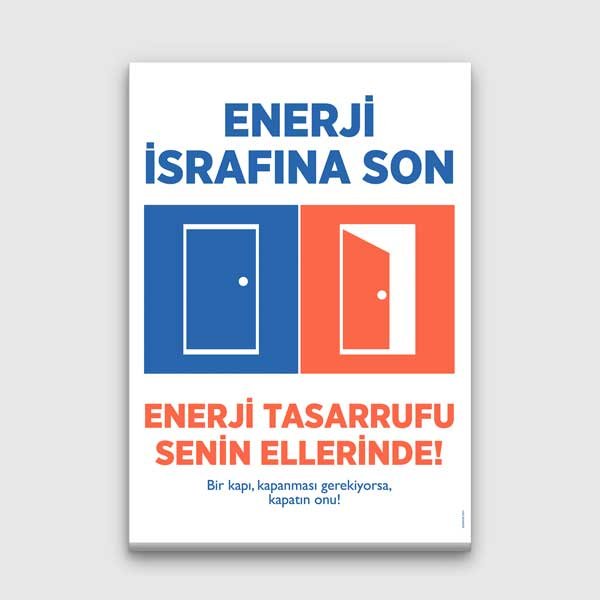 enerji-tasarrufu-posterler-1709-00 "Enerji İsrafına Son" Kapı Temalı Enerji Tasarrufu Posteri – 1709