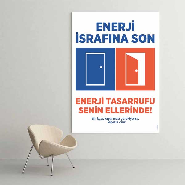 "Enerji İsrafına Son" Kapı Temalı Enerji Tasarrufu Posteri – 1709