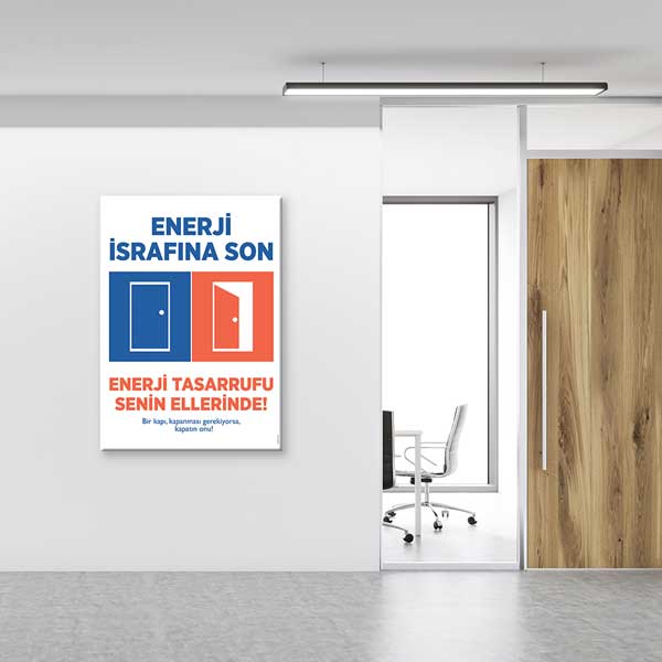 "Enerji İsrafına Son" Kapı Temalı Enerji Tasarrufu Posteri – 1709