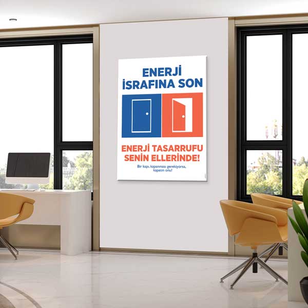 "Enerji İsrafına Son" Kapı Temalı Enerji Tasarrufu Posteri – 1709