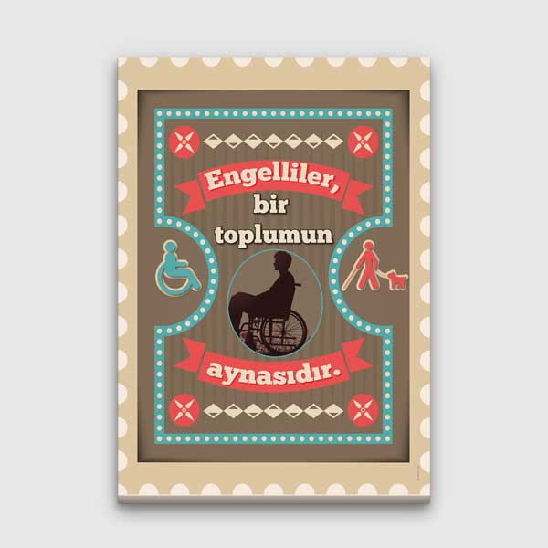 "Engelliler, Bir Toplumun Aynasıdır" Sözlü Retro Duvar Tablosu – 2014