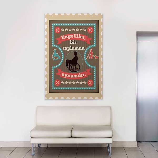 "Engelliler, Bir Toplumun Aynasıdır" Sözlü Retro Duvar Tablosu – 2014