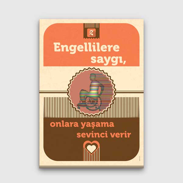 "Engellilere Saygı" Yazılı Retro Duvar Tablosu – 2015