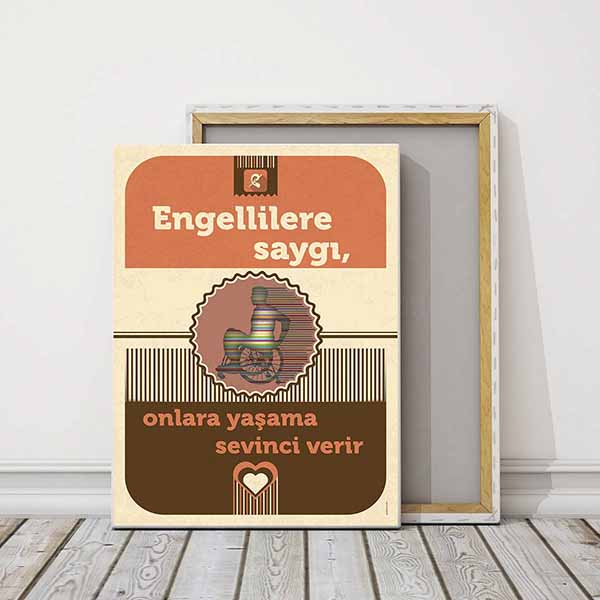 "Engellilere Saygı" Yazılı Retro Duvar Tablosu – 2015