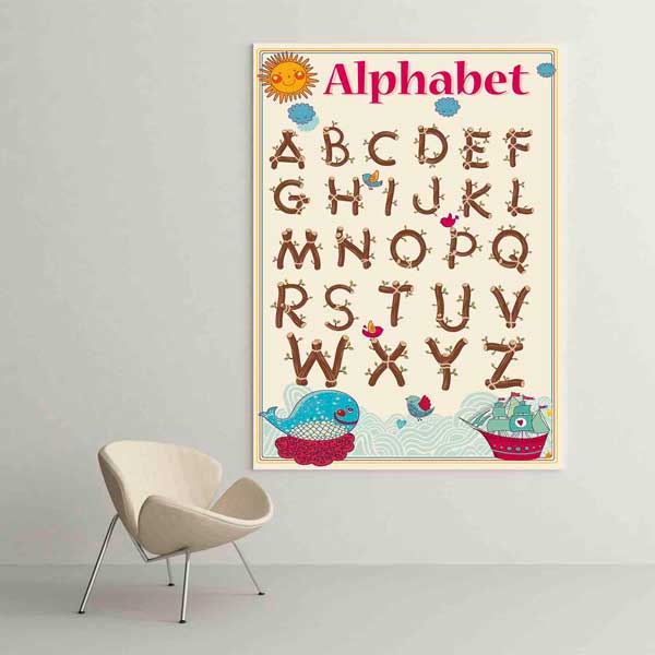 Doğa Temalı İngilizce Alfabe Poster Tablo – B-524
