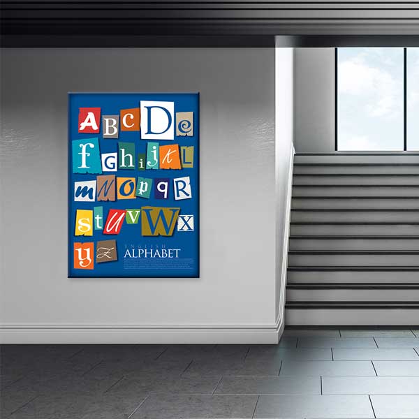 Modern Kolaj İngilizce Alfabe Poster Tablo – B-526