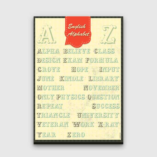 İngilizce Alfabe Kelime Listeli Poster Tablo – B-527