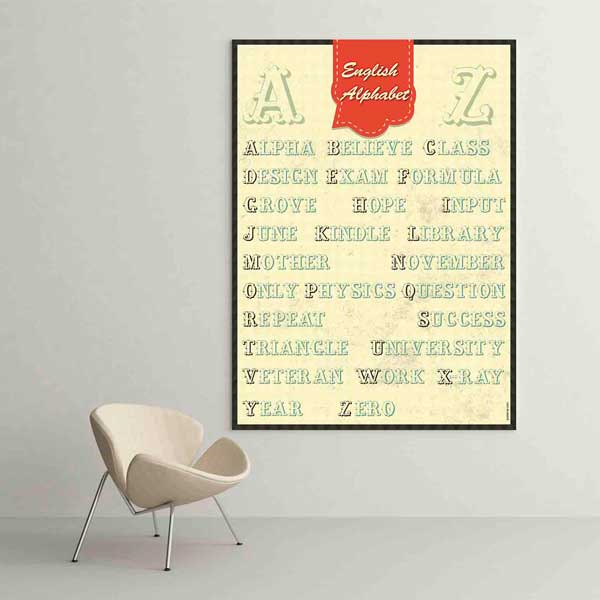 İngilizce Alfabe Kelime Listeli Poster Tablo – B-527