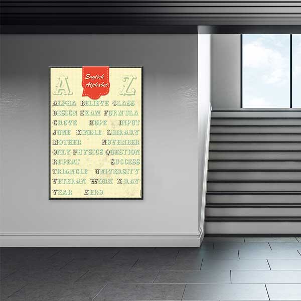 İngilizce Alfabe Kelime Listeli Poster Tablo – B-527