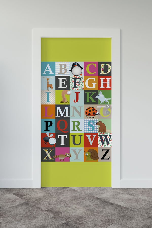 Çocuklar İçin Hayvanlı Alfabe Kapı Giydirme - İngilizce Sınıfı Dekorasyonu 8678