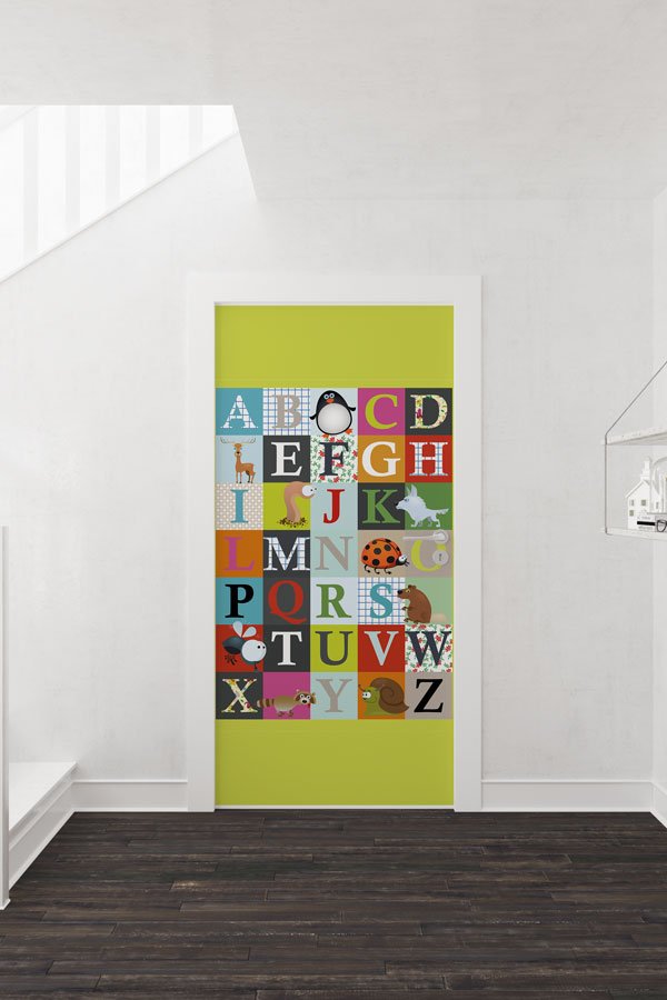 Çocuklar İçin Hayvanlı Alfabe Kapı Giydirme - İngilizce Sınıfı Dekorasyonu 8678