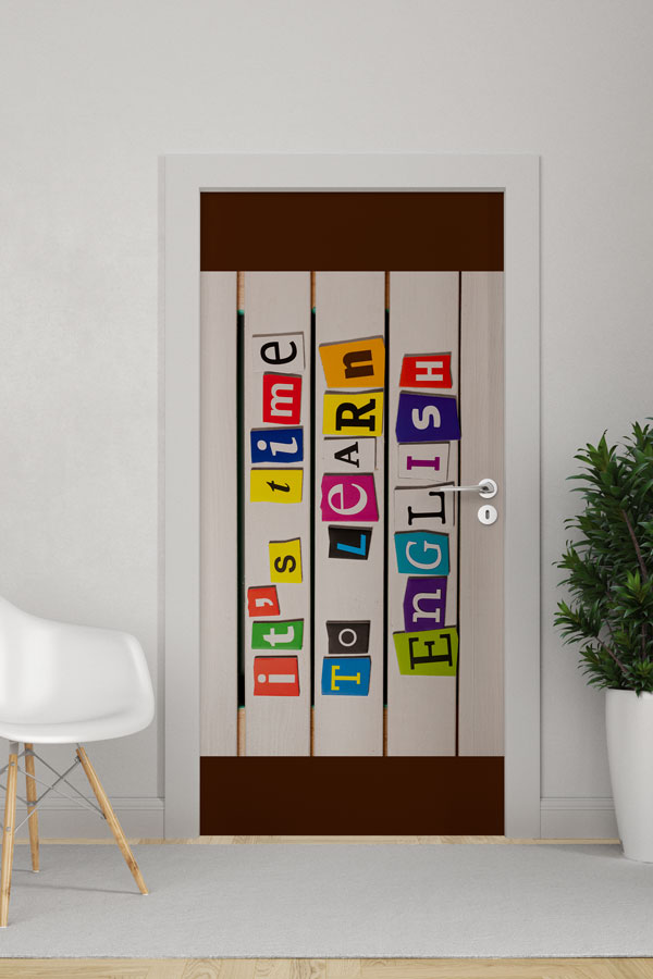 Renkli "It's Time To Learn English" Kapı Giydirme 8671
