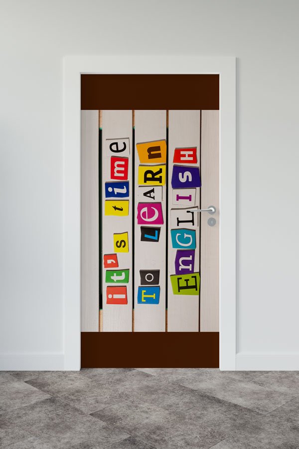 Renkli "It's Time To Learn English" Kapı Giydirme 8671