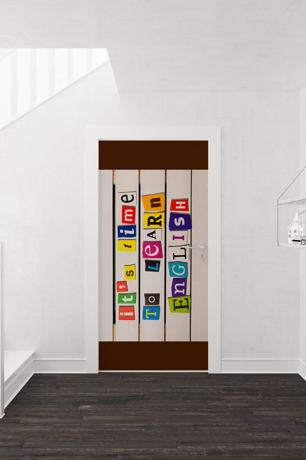 Renkli "It's Time To Learn English" Kapı Giydirme 8671
