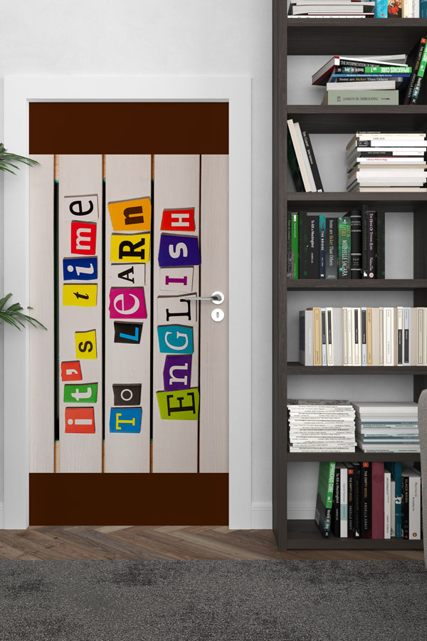 Renkli "It's Time To Learn English" Kapı Giydirme 8671