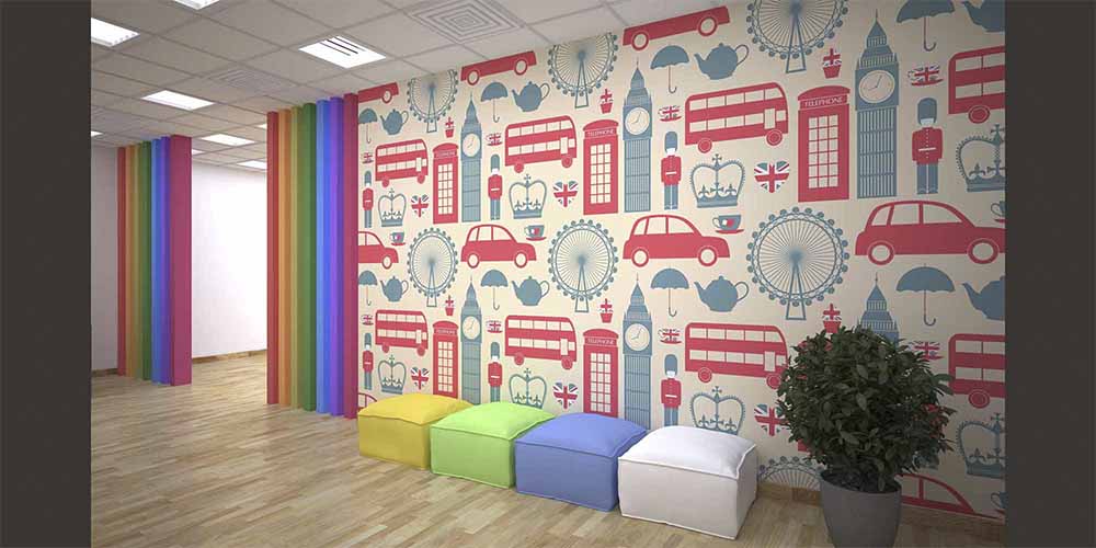 Londra Sembolleri Desenli Duvar Kağıdı 1109