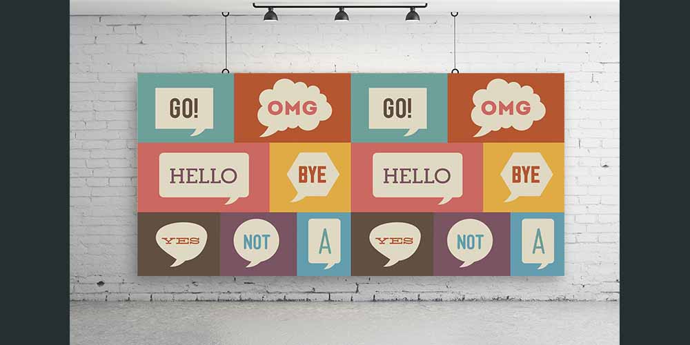 Konuşma Balonları Desenli İngilizce Kelime Duvar Kağıdı 1110