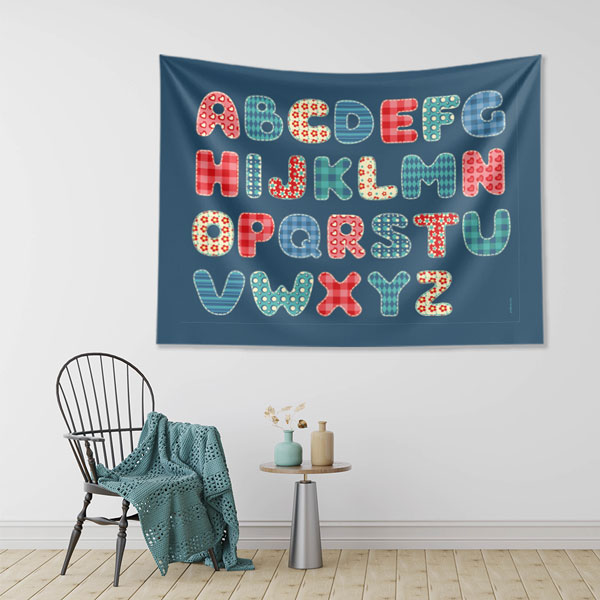 Patchwork Alfabe Desenli Kumaş Duvar Örtüsü 8237